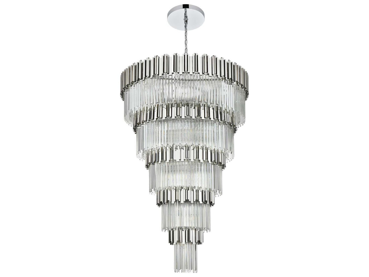 Elegant Lighting 39-Light Willow Tiered Chandelier in Chrome with Clear Glass