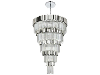 Elegant Lighting 39-Light Willow Tiered Chandelier in Chrome with Clear Glass