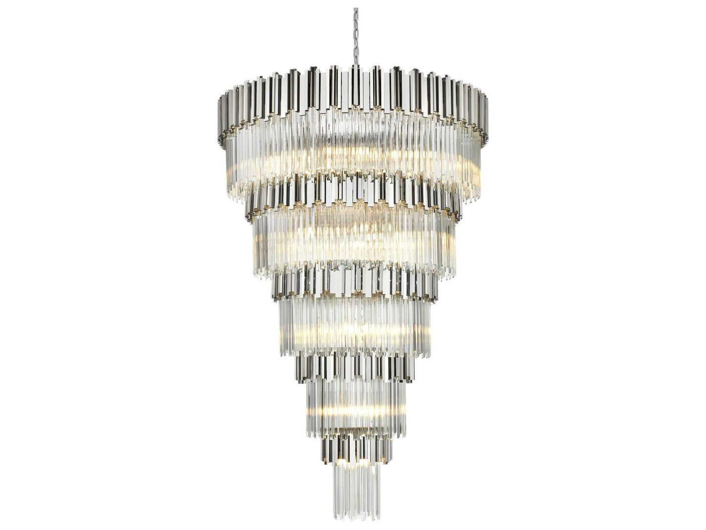 Elegant Lighting 39-Light Willow Tiered Chandelier in Chrome with Clear Glass