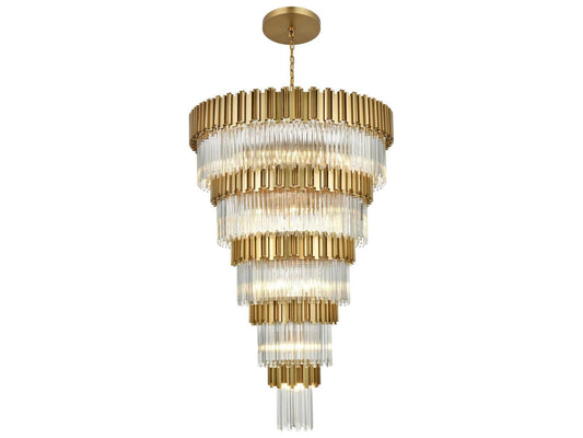 Elegant Lighting Willow 39-Light Tiered Chandelier in Satin Gold with Clear Glass