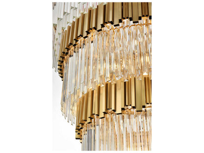 Elegant Lighting Willow 39-Light Tiered Chandelier in Satin Gold with Clear Glass