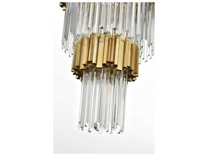 Elegant Lighting Willow 39-Light Tiered Chandelier in Satin Gold with Clear Glass