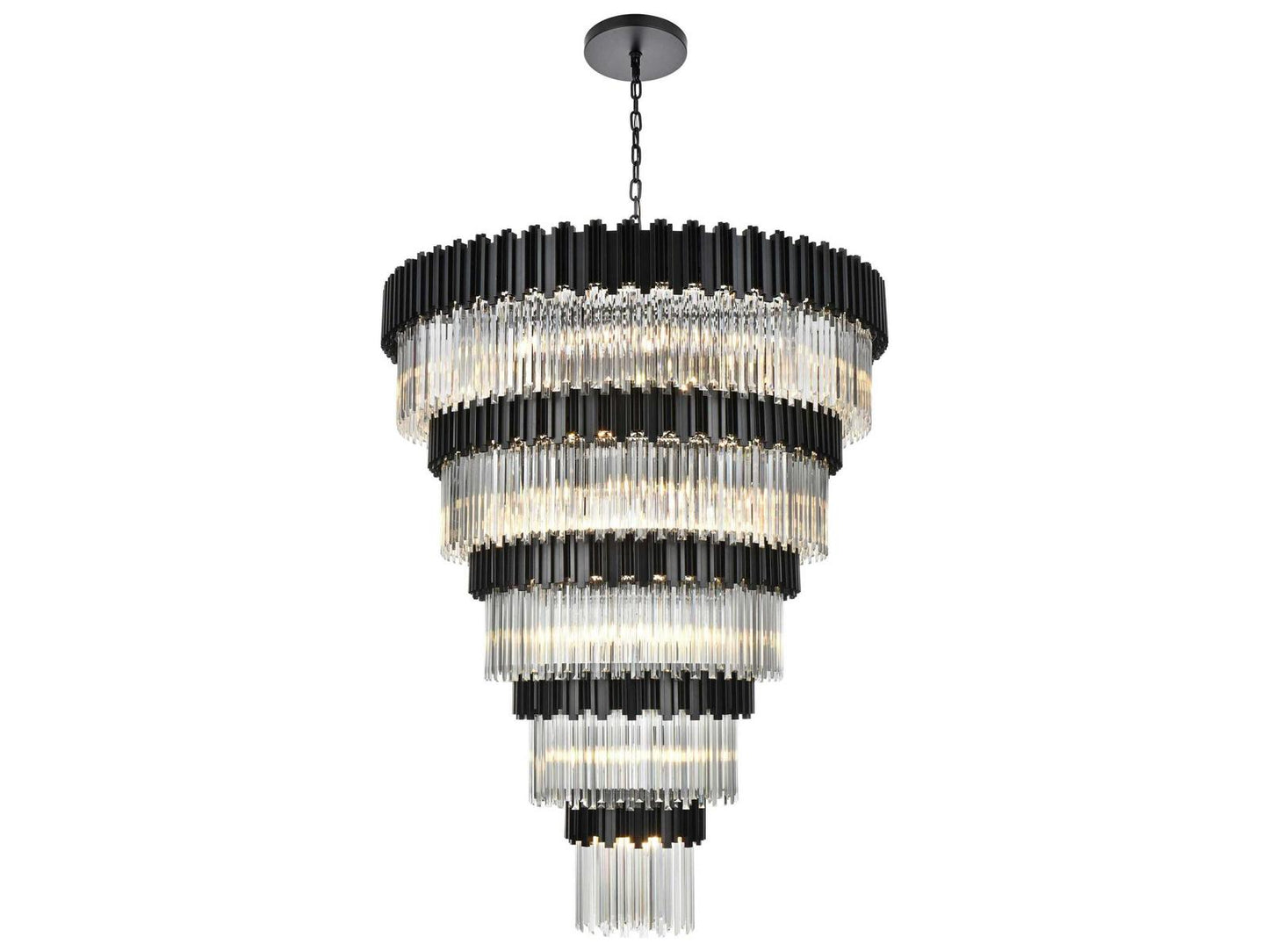 Elegant Lighting Willow 43-Light Tiered Chandelier in Black with Clear Glass