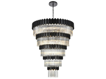 Elegant Lighting Willow 43-Light Tiered Chandelier in Black with Clear Glass