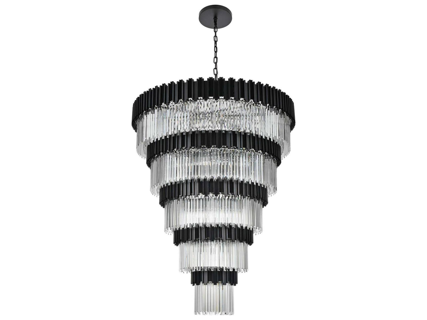Elegant Lighting Willow 43-Light Tiered Chandelier in Black with Clear Glass