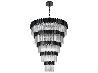 Elegant Lighting Willow 43-Light Tiered Chandelier in Black with Clear Glass