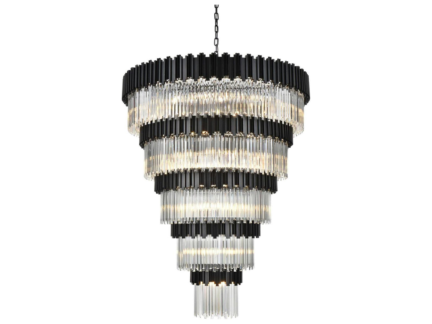 Elegant Lighting Willow 43-Light Tiered Chandelier in Black with Clear Glass