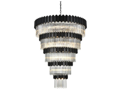 Elegant Lighting Willow 43-Light Tiered Chandelier in Black with Clear Glass