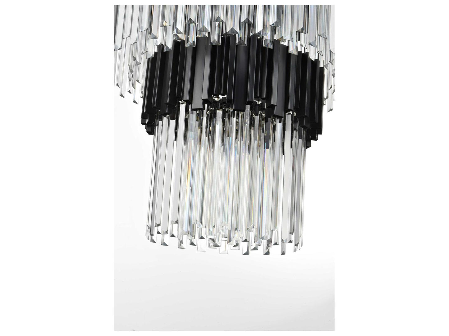 Elegant Lighting Willow 43-Light Tiered Chandelier in Black with Clear Glass