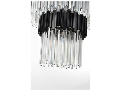 Elegant Lighting Willow 43-Light Tiered Chandelier in Black with Clear Glass