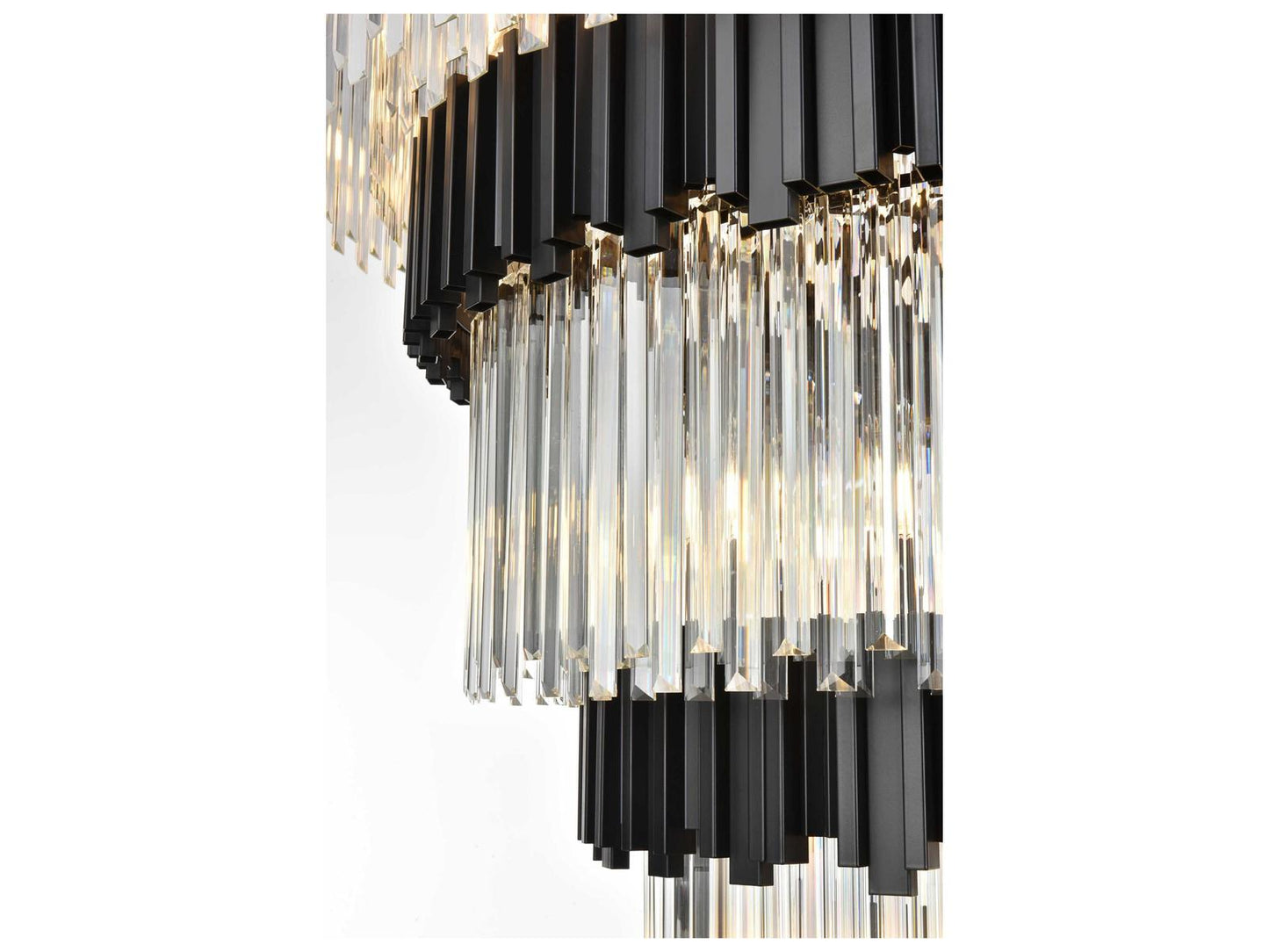 Elegant Lighting Willow 43-Light Tiered Chandelier in Black with Clear Glass