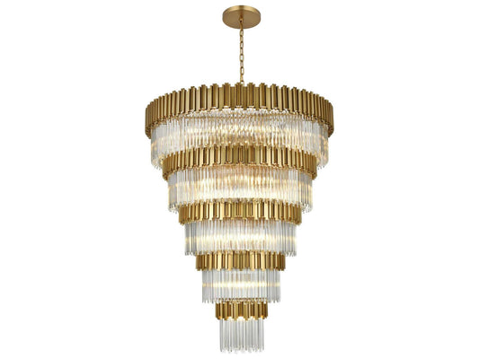 Elegant Lighting Willow 43-Light Tiered Chandelier in Satin Gold with Clear Glass