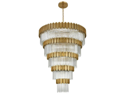 Elegant Lighting Willow 43-Light Tiered Chandelier in Satin Gold with Clear Glass