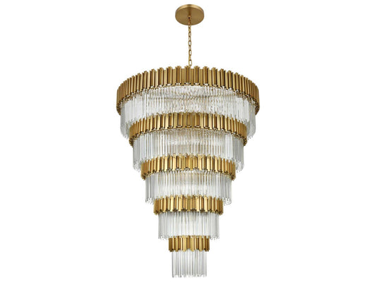 Elegant Lighting Willow 43-Light Tiered Chandelier in Satin Gold with Clear Glass