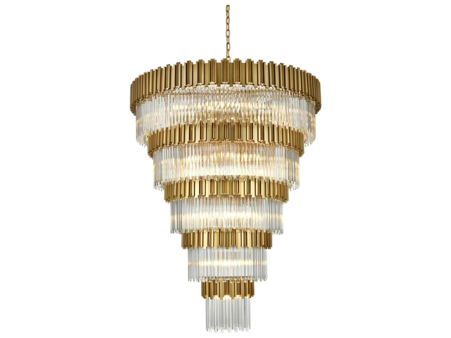 Elegant Lighting Willow 43-Light Tiered Chandelier in Satin Gold with Clear Glass