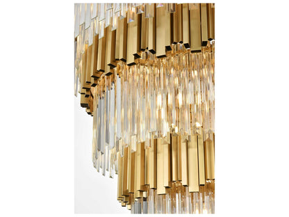 Elegant Lighting Willow 43-Light Tiered Chandelier in Satin Gold with Clear Glass