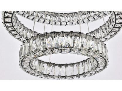 Elegant Lighting Monroe 3-Light Black Crystal LED Drum Tiered Chandelier