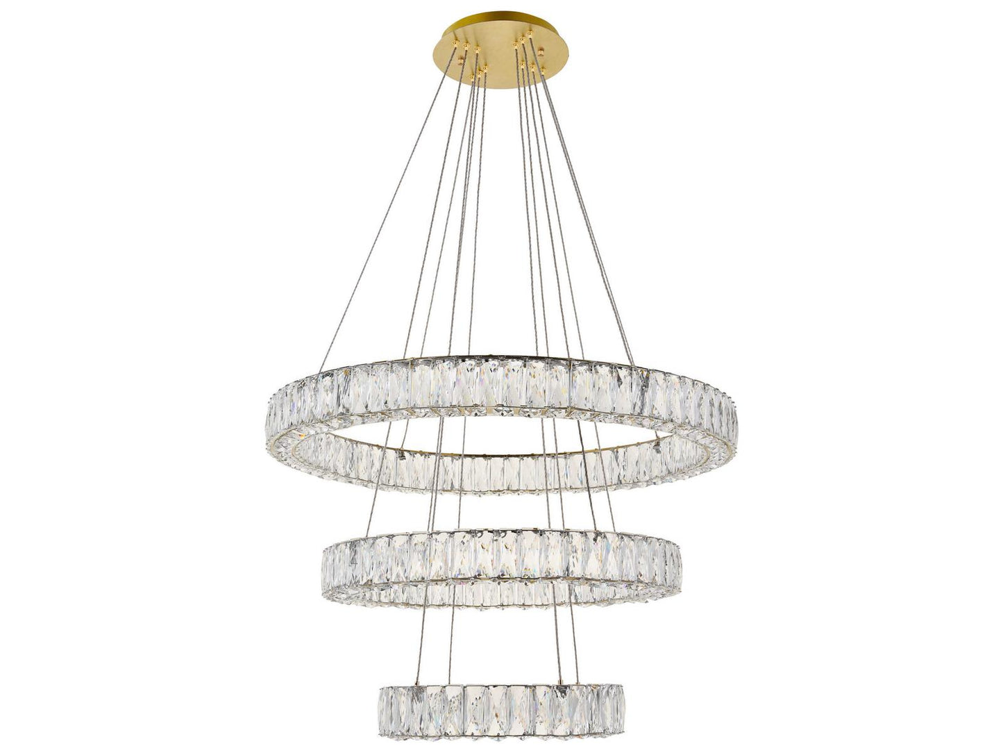Elegant Lighting Monroe 3-Light Gold Crystal LED Drum Chandelier