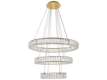 Elegant Lighting Monroe 3-Light Gold Crystal LED Drum Chandelier