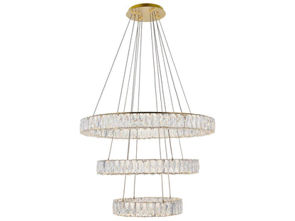 Elegant Lighting Monroe 3-Light Gold Crystal LED Drum Chandelier