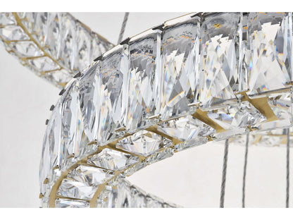 Elegant Lighting Monroe 3-Light Gold Crystal LED Drum Chandelier