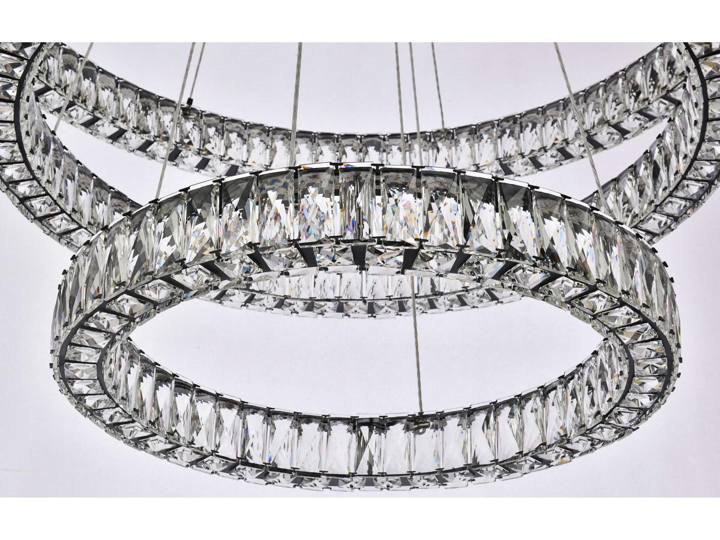 Elegant Lighting Monroe 3-Light Black Crystal LED Drum Tiered Chandelier