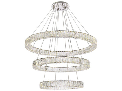 Elegant Lighting Monroe 3-Light Chrome Crystal LED Tiered Chandelier