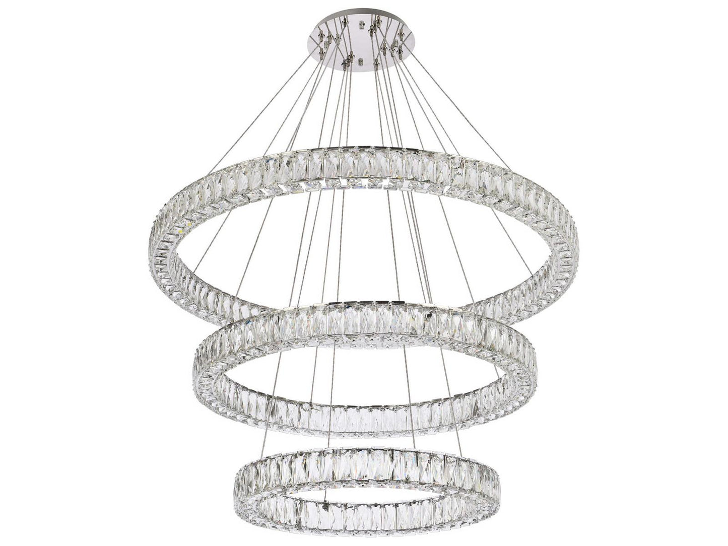 Elegant Lighting Monroe 3-Light Chrome Crystal LED Tiered Chandelier