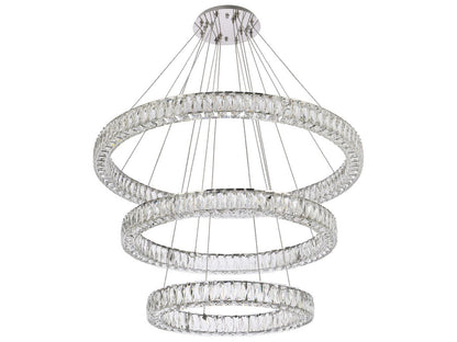 Elegant Lighting Monroe 3-Light Chrome Crystal LED Tiered Chandelier
