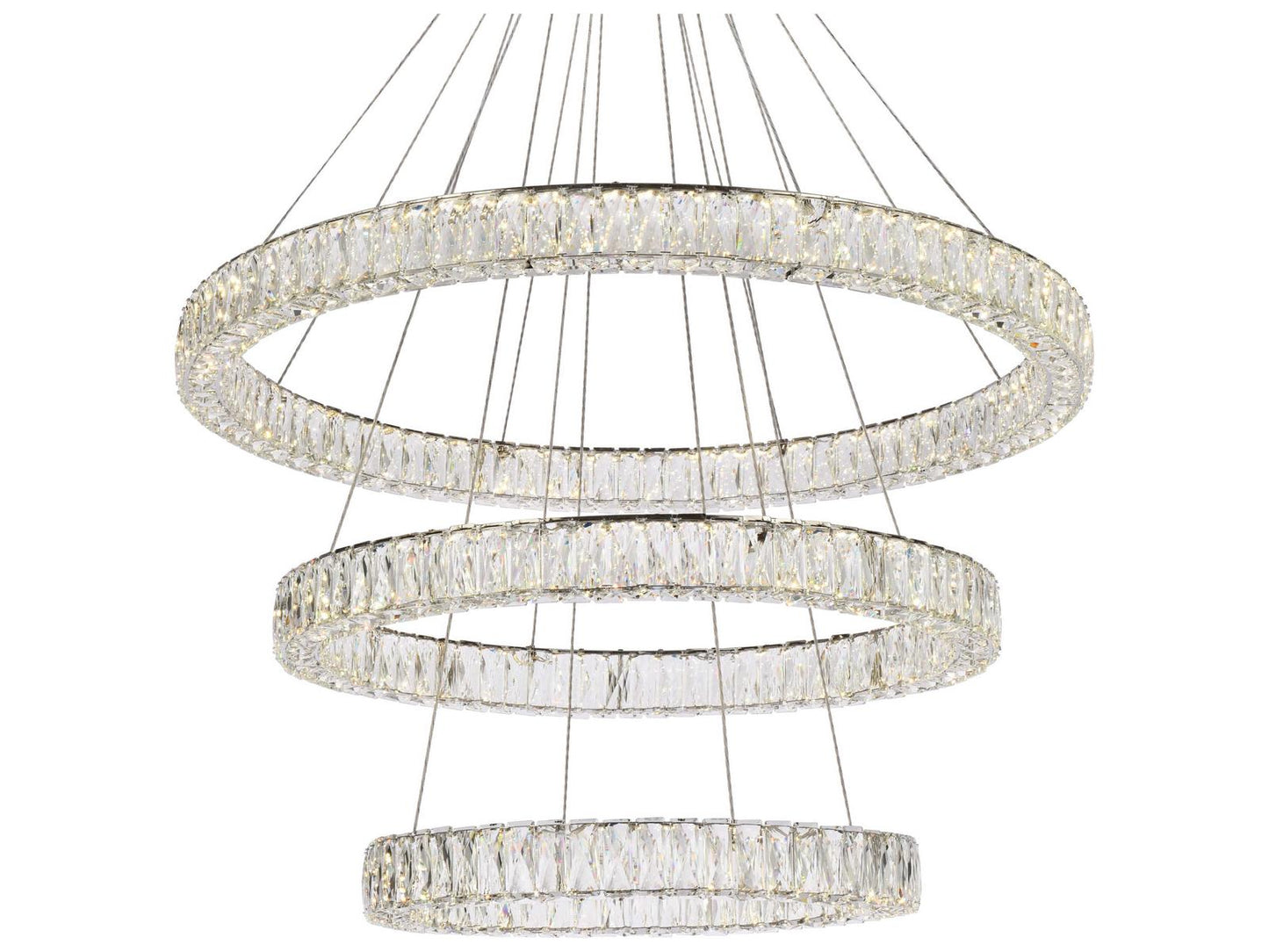 Elegant Lighting Monroe 3-Light Chrome Crystal LED Tiered Chandelier