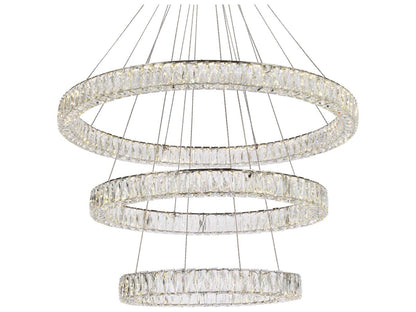 Elegant Lighting Monroe 3-Light Chrome Crystal LED Tiered Chandelier