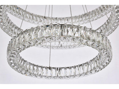 Elegant Lighting Monroe 3-Light Chrome Crystal LED Tiered Chandelier
