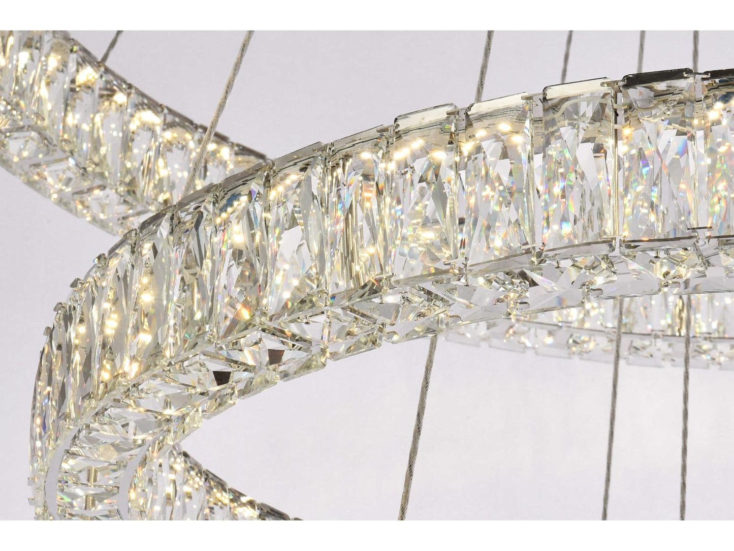 Elegant Lighting Monroe 3-Light Chrome Crystal LED Tiered Chandelier
