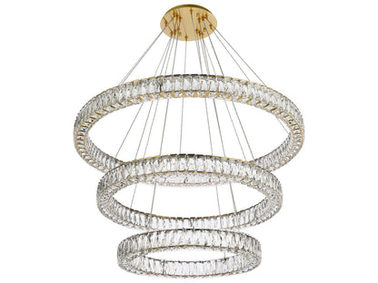 Elegant Lighting Monroe 3-Light Gold Crystal LED Drum Tiered Chandelier
