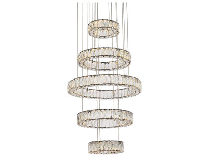 Elegant Lighting Monroe 5-Light Black Crystal LED Drum Tiered Chandelier