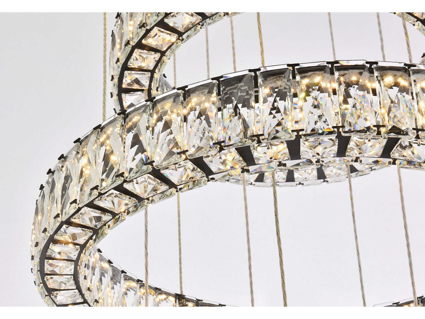 Elegant Lighting Monroe 5-Light Black Crystal LED Drum Tiered Chandelier