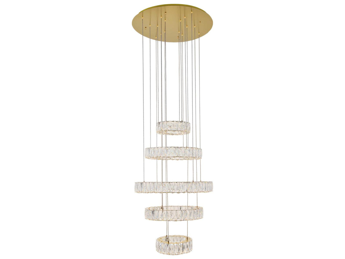 Elegant Lighting Monroe 5-Light Gold Clear Crystal LED Drum Tiered Chandelier