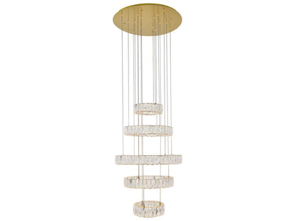 Elegant Lighting Monroe 5-Light Gold Clear Crystal LED Drum Tiered Chandelier