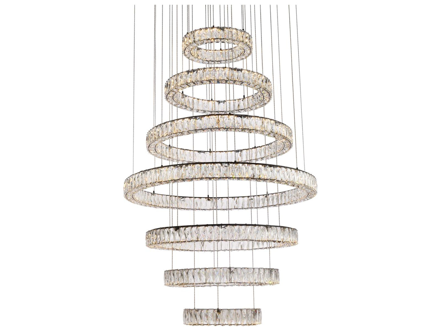Elegant Lighting Monroe 7-Light Black Crystal LED Drum Tiered Chandelier