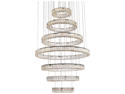 Elegant Lighting Monroe 7-Light Black Crystal LED Drum Tiered Chandelier