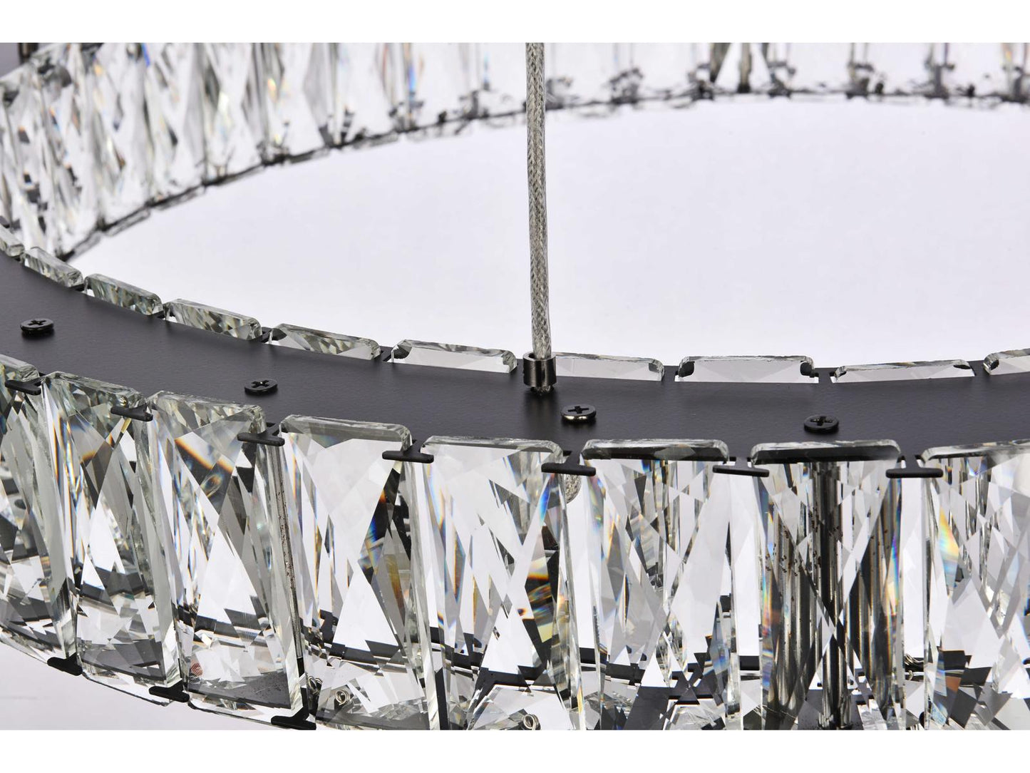Elegant Lighting Monroe 7-Light Black Crystal LED Drum Tiered Chandelier