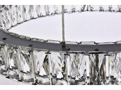 Elegant Lighting Monroe 7-Light Black Crystal LED Drum Tiered Chandelier