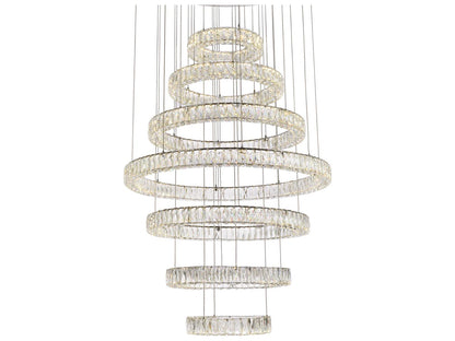 Elegant Lighting Monroe 7-Light Chrome Crystal LED Drum Tiered Chandelier
