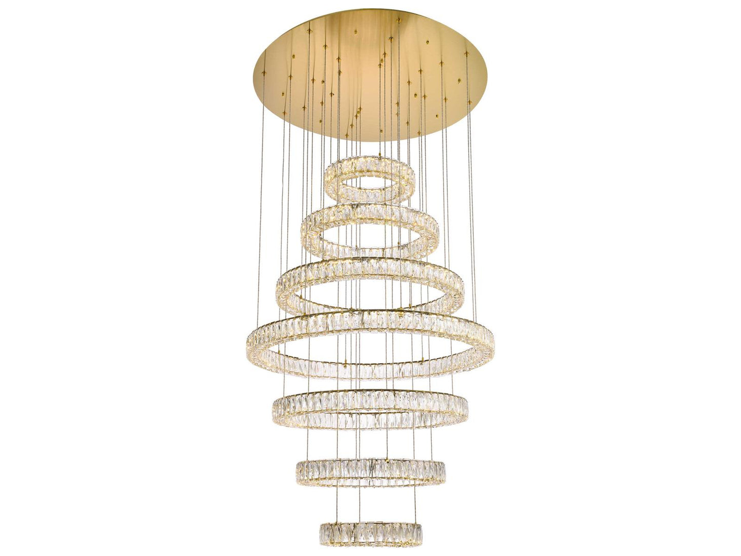 Elegant Lighting 7-Light Monroe Gold Crystal LED Drum Tiered Chandelier
