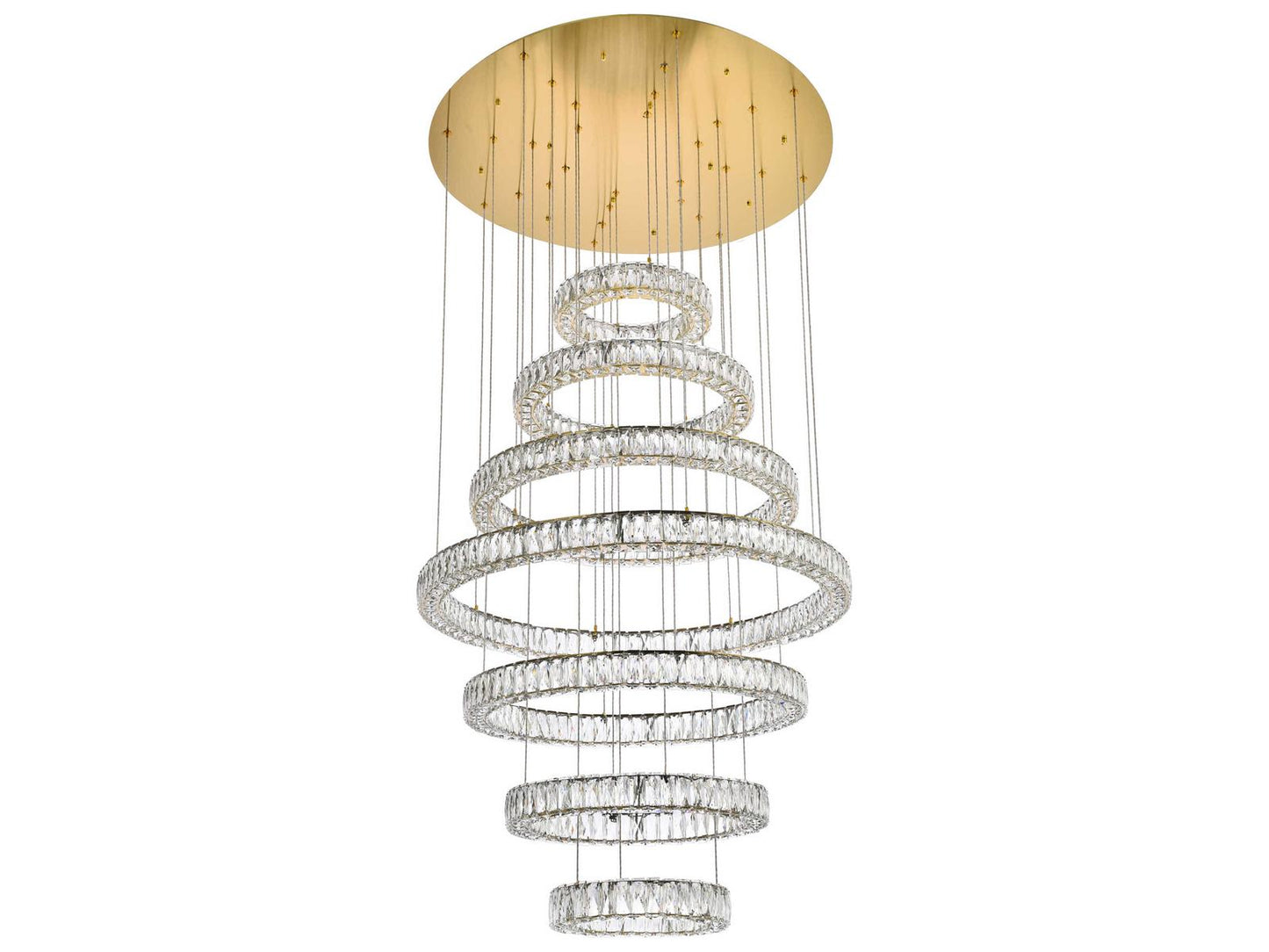 Elegant Lighting 7-Light Monroe Gold Crystal LED Drum Tiered Chandelier