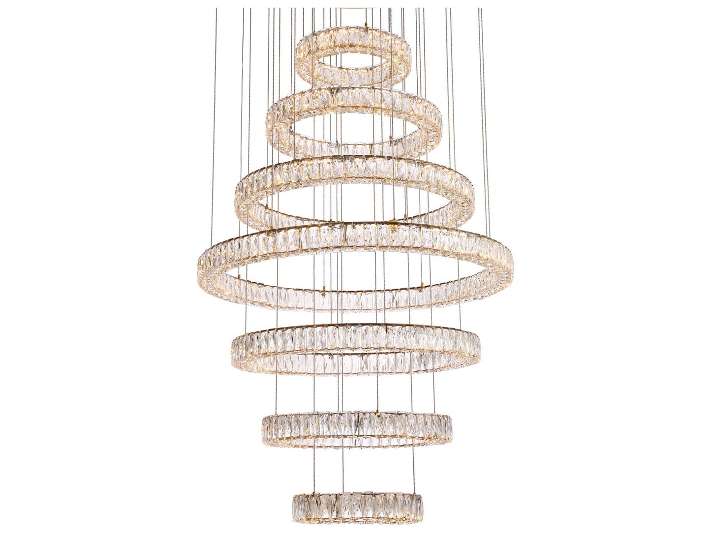 Elegant Lighting 7-Light Monroe Gold Crystal LED Drum Tiered Chandelier