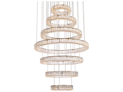 Elegant Lighting 7-Light Monroe Gold Crystal LED Drum Tiered Chandelier