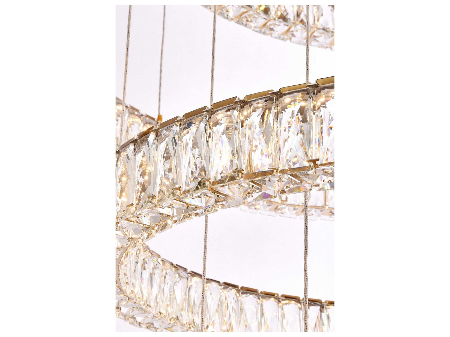 Elegant Lighting 7-Light Monroe Gold Crystal LED Drum Tiered Chandelier