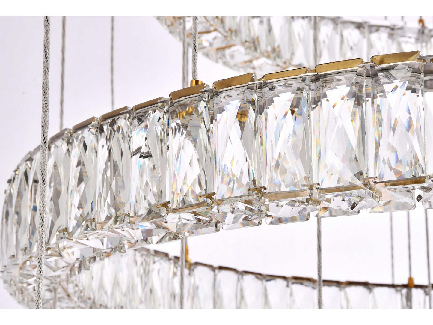 Elegant Lighting 7-Light Monroe Gold Crystal LED Drum Tiered Chandelier
