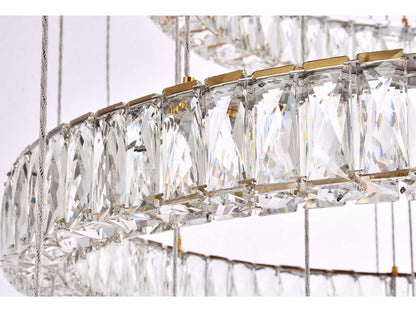 Elegant Lighting 7-Light Monroe Gold Crystal LED Drum Tiered Chandelier